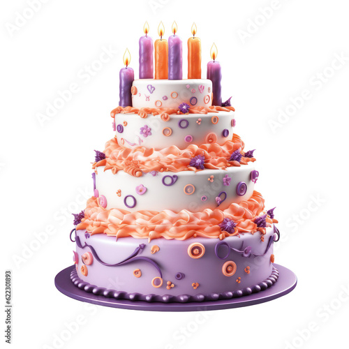 3D Cake Isolated. Illustration Generative AI.