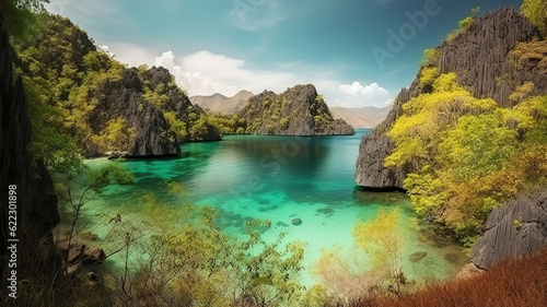 landscape of Coron, Busuanga island, Palawan province, Philippines, Padang Padang Beach. Generative Ai © MDRobiul