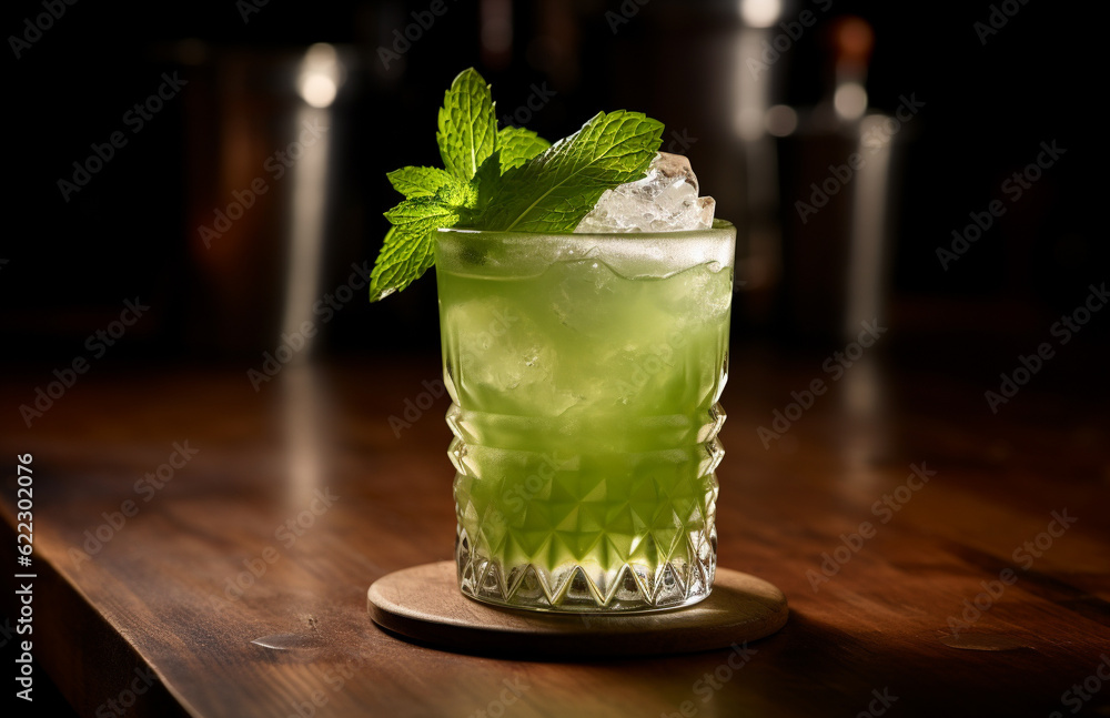 Mint julep cocktail with mint - obrazy, fototapety, plakaty 