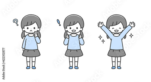 考えて解決する女の子のセット