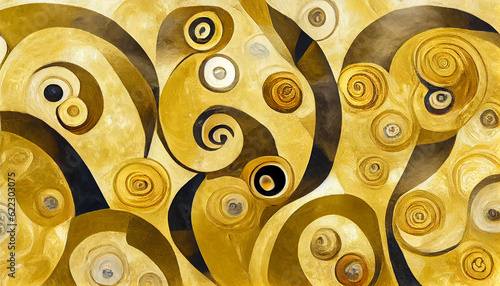 Background with golden circles, abstract art  photo
