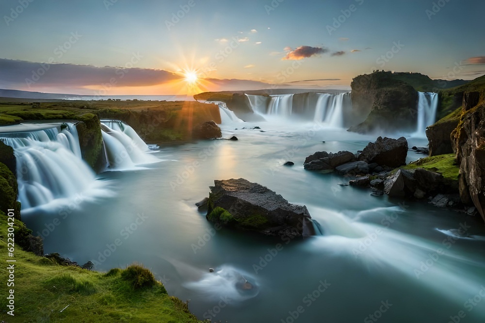 Fototapeta premium waterfall in the forest generated ai