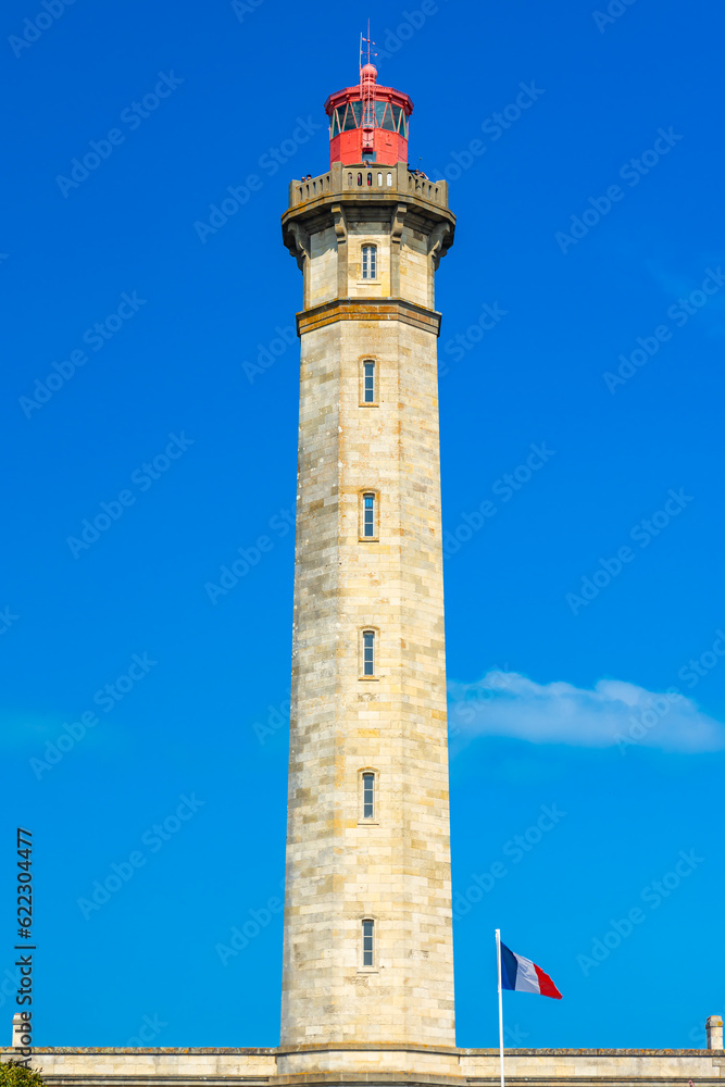 Top part of the Phare des Baleines lighthouse in Saint-Clément-des-Baleines, France Top part of the Phare des Baleines lighthouse in Saint-Clément-des-Baleines, France