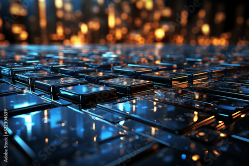 A futuristic blue grid pattern, conveying a sense of technological advancement, business background Generative AI