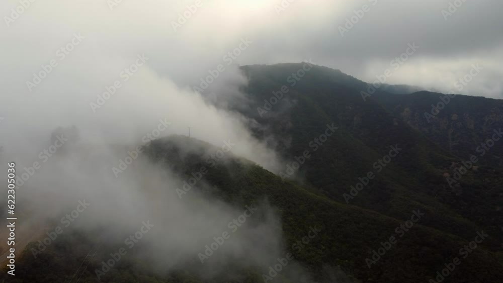 Beautiful Fog Rolling in Over Santa Ynez Mountains above Santa Barbara Beautiful Fog Rolling in Over Santa Ynez Mountains above Santa Barbara