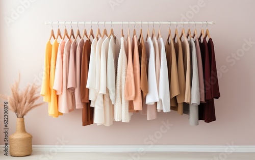 A clothes hanging on a rack. AI
