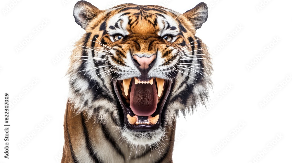 Fototapeta premium Mighty tiger photo realistic illustration - Generative AI.
