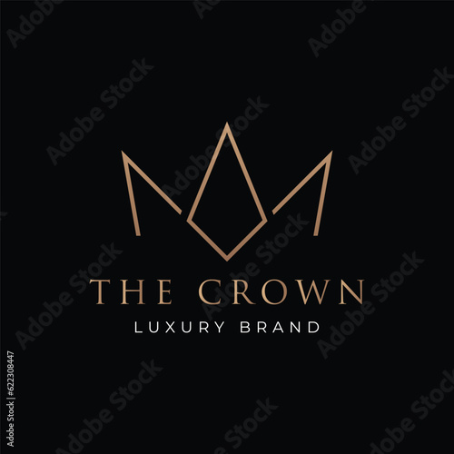 Vintage Golden Royal Crown logo template design with elegant and luxury geometric creative idea.Logo for business, beauty and salon.