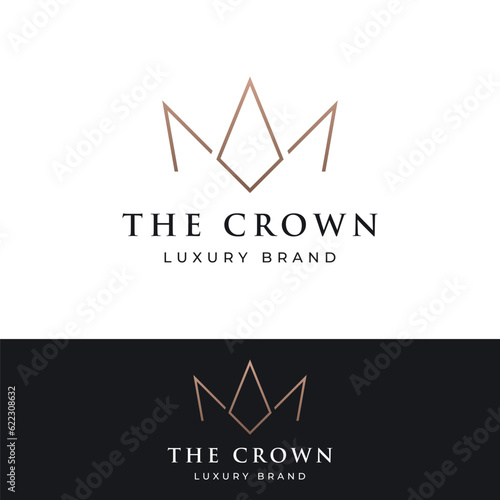 Vintage Golden Royal Crown logo template design with elegant and luxury geometric creative idea.Logo for business, beauty and salon.
