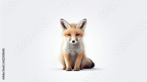 Adorable fox photo realistic illustration - Generative AI. © Mariia