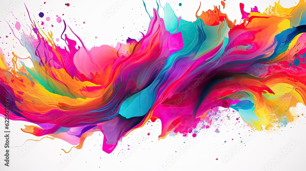 Modern abstract colorful brush strokes on white background