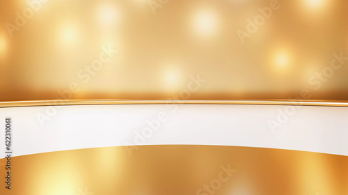 Abstract luxury background, Minimalistic gold architectural background and podium, Christmas holiday background, Modern design for poster, cover, branding, product showcase, AI generated.