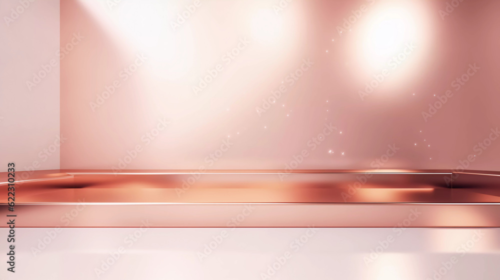Abstract luxury background, Minimalistic rose gold architectural background and podium, modern design for poster, cover, branding, product showcase, AI generated. Abstract luxury background, Minimalistic rose gold architectural background and podium, modern design for poster, cover, branding, product showcase, AI generated.