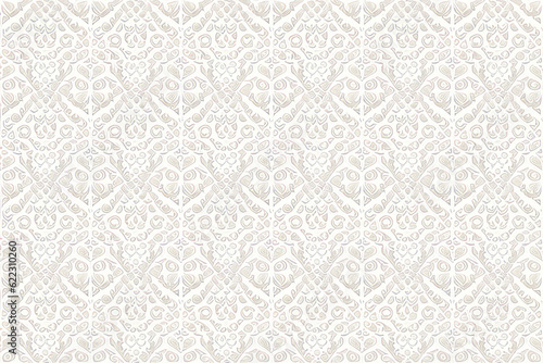 seamless wallpaper pattern with white background (Ai generative)