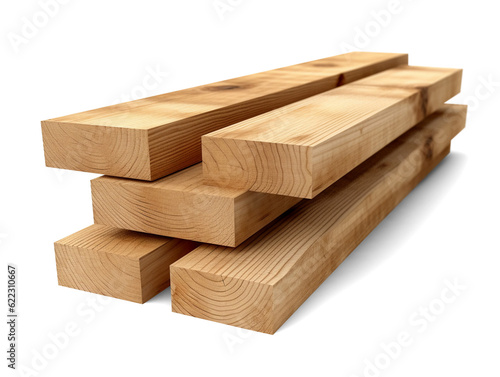Isolated 2x4 wood boards isolated on transparent or white background, png photo