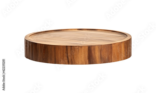 Wooden round podium isolated on transparent or white background, png