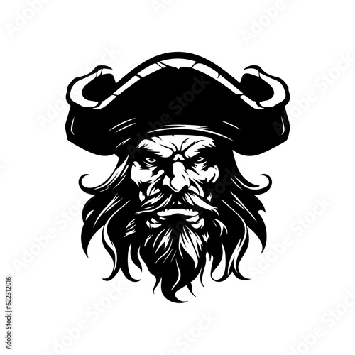 Pirate Skull, vector art, logo, vector art, isolated on white background, vector illustration.