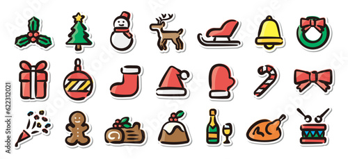 Illustrated sticker set of Christmas.Quick and simple to use.