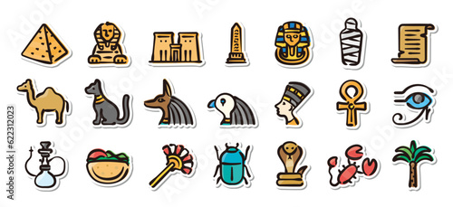 Illustrated sticker set of Egypt.Quick and simple to use.