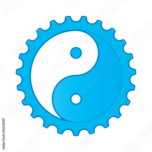 Vector harmony symbol in bicycle style, Chainring. Isolated on white background.