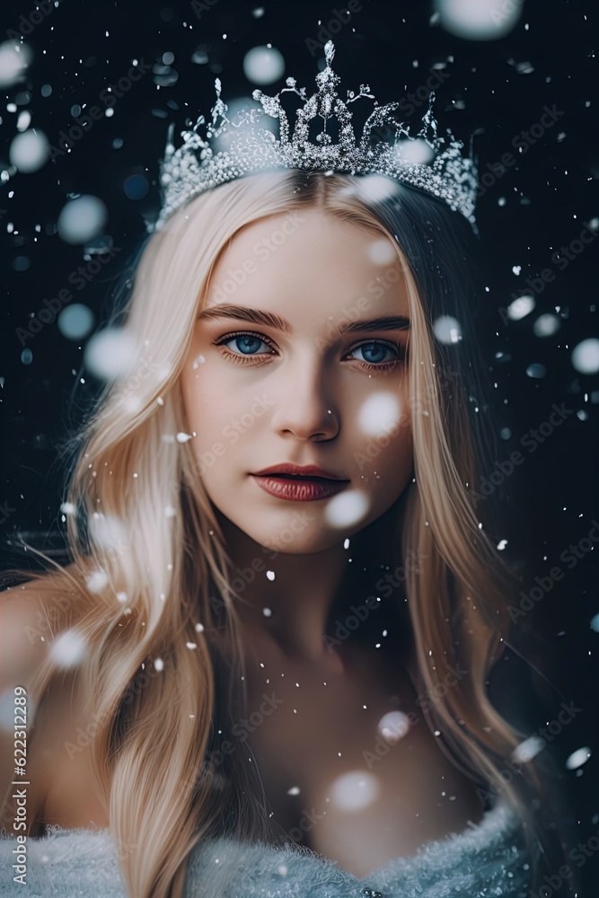 A fantasy winter Queen or Princess. Great for fantasy stories about winter, ice, snow, witches, fairies, druids and more. 