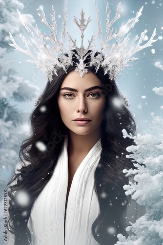 A fantasy winter Queen or Princess. Great for fantasy stories about winter  ice  snow  witches  fairies  druids and more. 