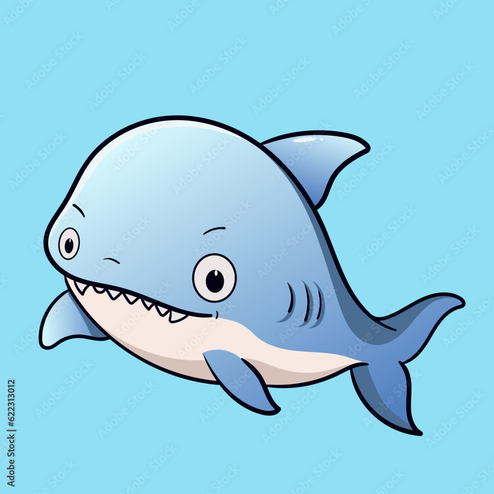 Cartoon Shark as Sea Animal Floating Underwater with water fountain blow vector illustration in flat style Graphic for Valentine`s Day cards, baby shower design and education kids’ Cartoon Shark as Sea Animal Floating Underwater with water fountain blow vector illustration in flat style Graphic for Valentine`s Day cards, baby shower design and education kids’