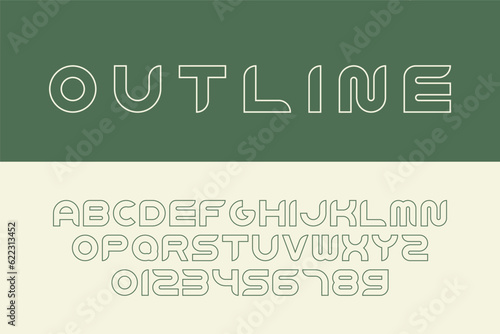 Vector creative minimalistic outline font. Trendy English contour alphabet with Latin letters and numerals