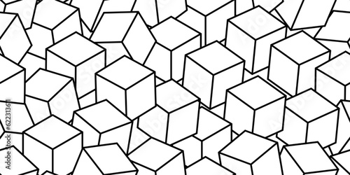 abstrack black white cubes seamless pattern