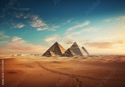 The Great Pyramids of Giza isolated