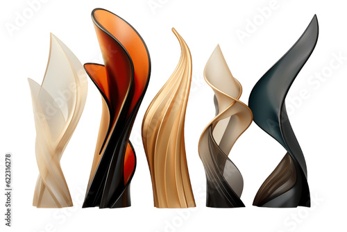 Generic Set of Modern Abstract Decor Sculptures on Transparent Background. Generative AI