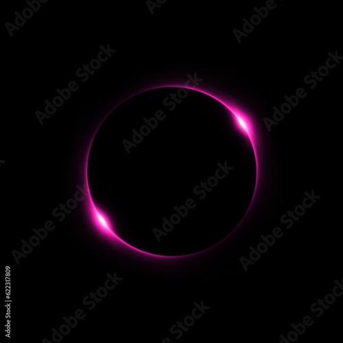 pink ring on black background.