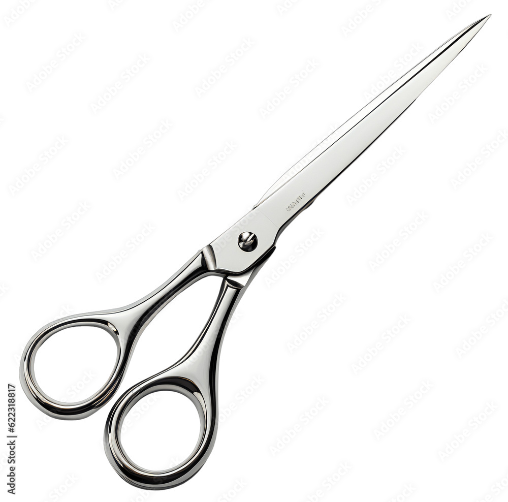 Metal, medical scissors. Medical instrument design element for healthcare, medicine and health. Isolated on transparent background. KI. Metal, medical scissors. Medical instrument design element for healthcare, medicine and health. Isolated on transparent background. KI.