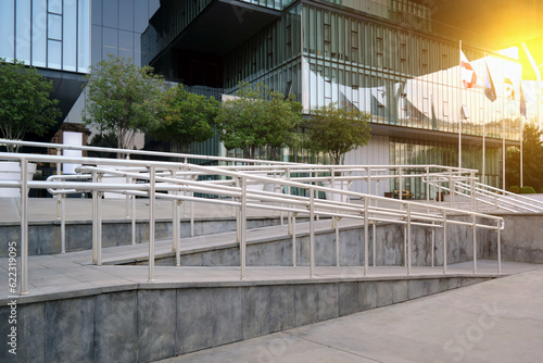 Beautiful ramp for visitors in wheelchairs at the entrance.