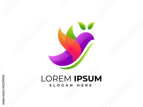 Bird and leaf creative logo concept