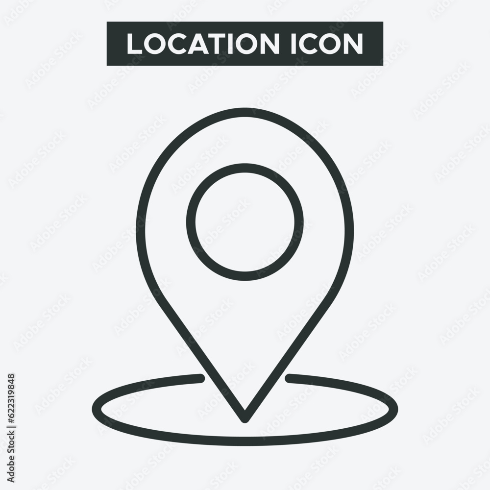 Fototapeta premium Location or Map pointer icon on white background. Outline location icon. Minimal and premium location icon. EPS 10 Vector.