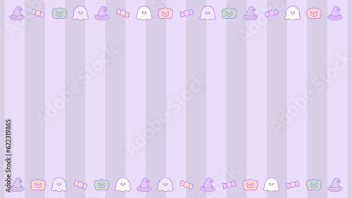 ハロウィンのゆるかわ系紫ストライプフレーム☆ © Flandern