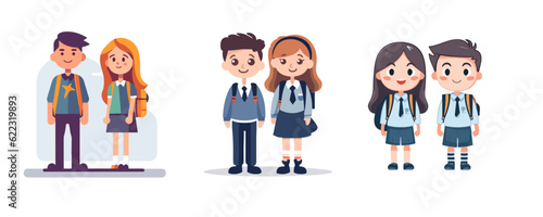 student character go to school vector