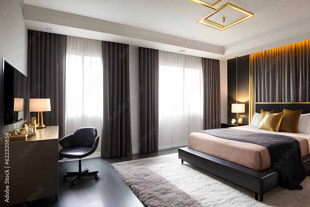 Fototapeta premium Luxury Modern Bedroom Hotel Architecture
