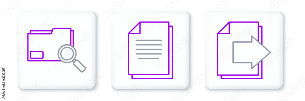 Set line Next page arrow, Search concept with folder and Document icon. Vector Set line Next page arrow, Search concept with folder and Document icon. Vector