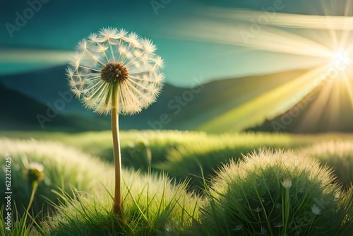 dandelion on the grass generated Ai technology