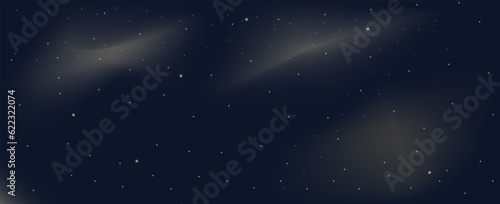 Dark interstellar space. Stars in deep space. Blue cold nebula. Dark night sky.vector.