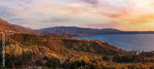 Adriatic sea evening coastline top view  Radhima  near Orikum  Albania .