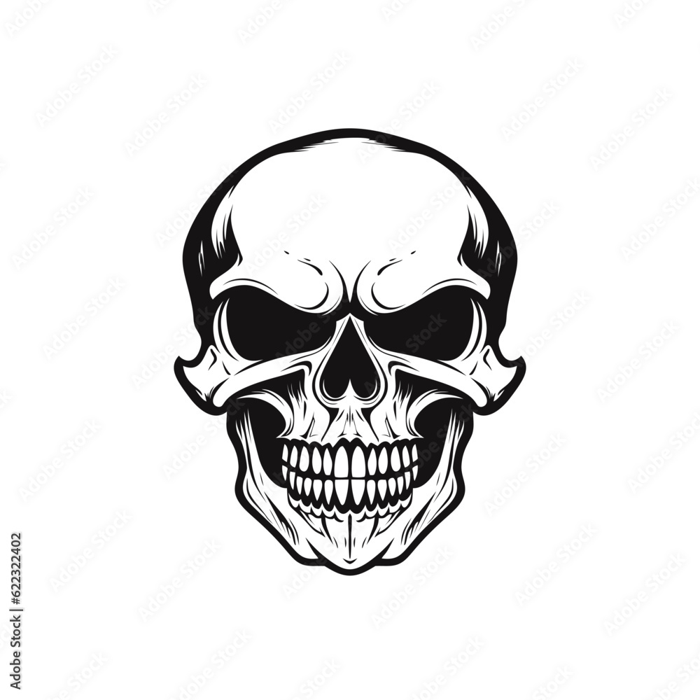 Skull vector illustration for tattoo or t-shirts design isolated on white background