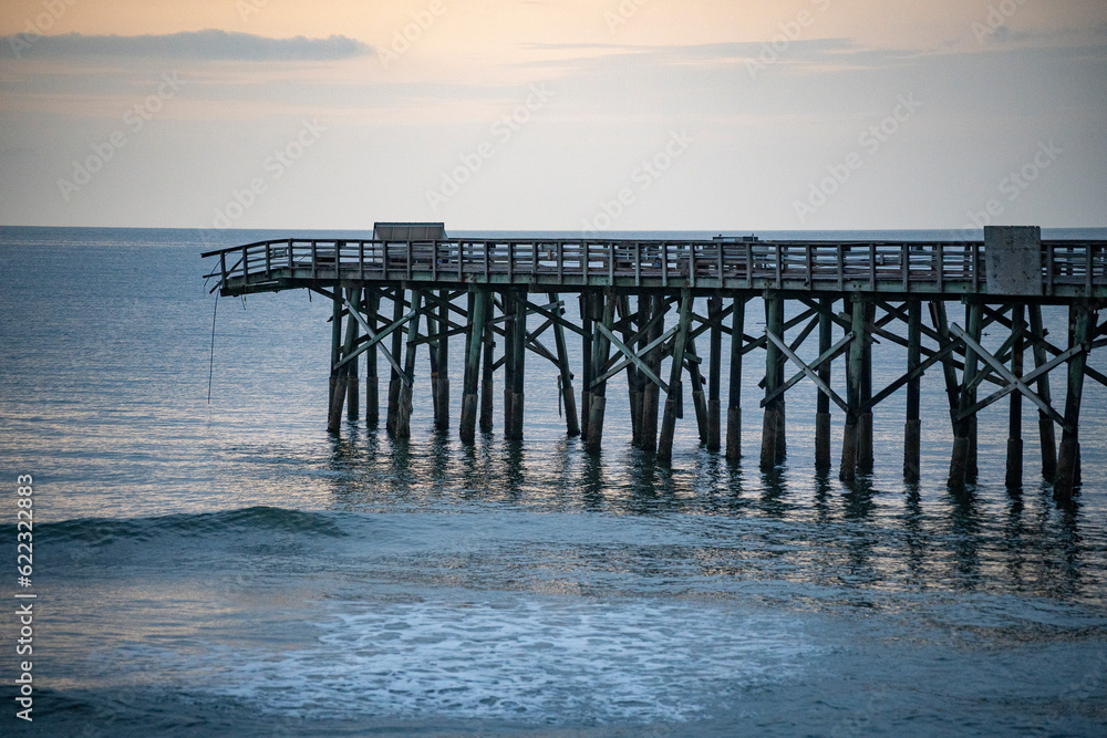 Flagler beach wooden pier damaged by hurricane