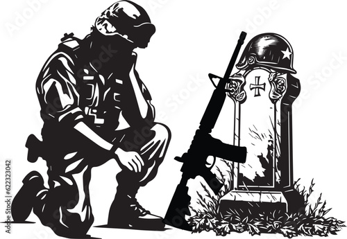 Soldier Military Grave Tomb Helmet Rifle Death Memorial