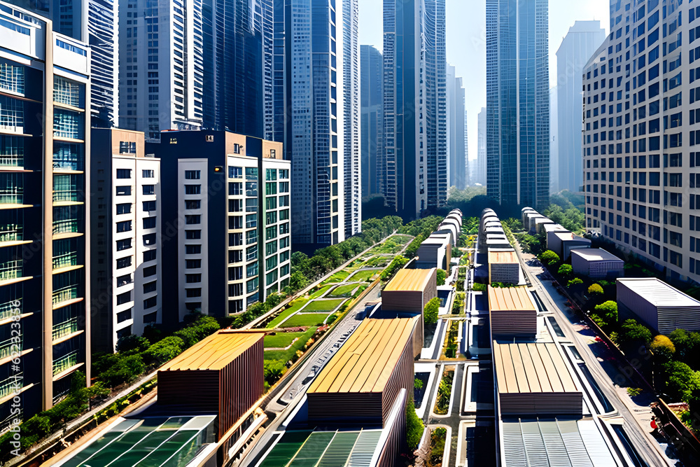 Fototapeta premium big city building. Generative AI