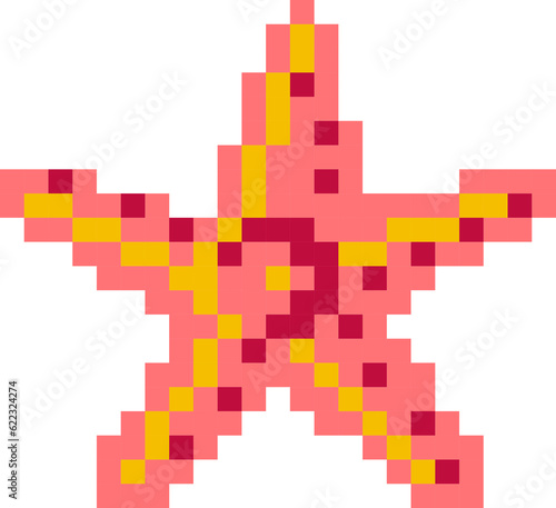 Starfish cartoon icon in pixel style. photo