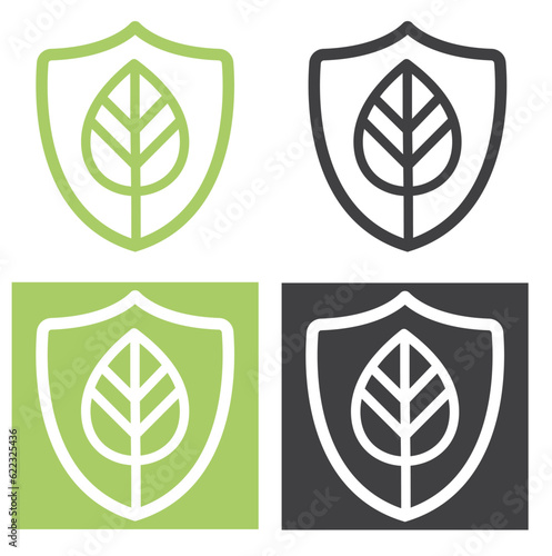 Shield with leafs icon, vector, sign.