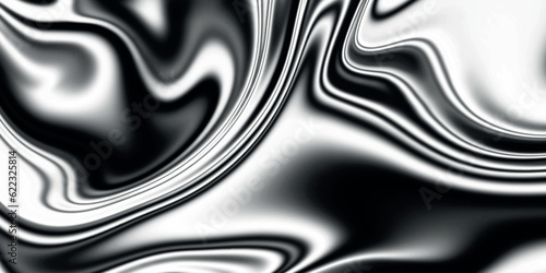 Silver chrome metal texture with waves. Liquid silver metallic silk wavy design. Abstract geometric metallic elegant backdrop. The modern texture of shiny grey liquid with reflections.